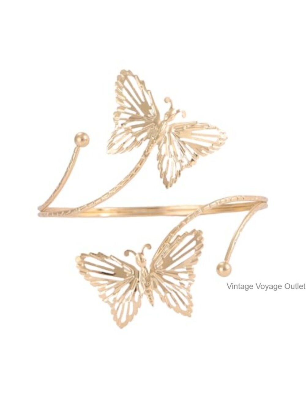 Adjustable Gold-Tone Arm Cuff Bracelet Butterfly Daisy Cuff